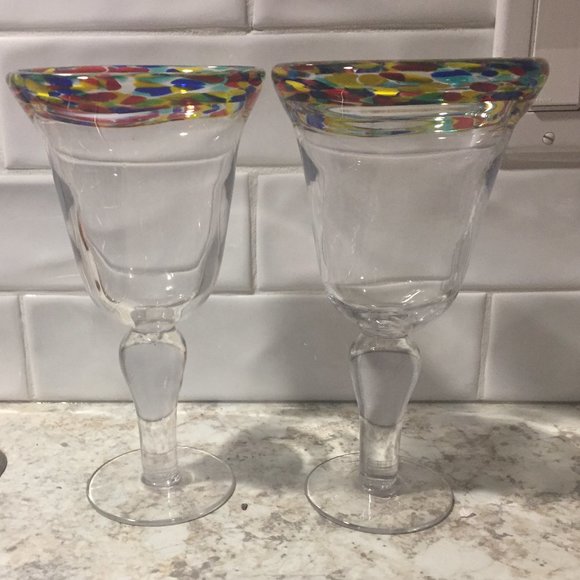 Hand Blown Margarita/Drink Glasses - Set of 2 - Picture 1 of 4